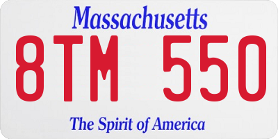 MA license plate 8TM550