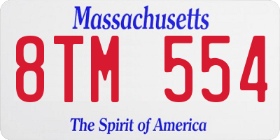 MA license plate 8TM554