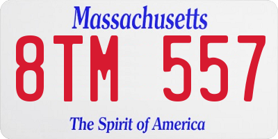 MA license plate 8TM557