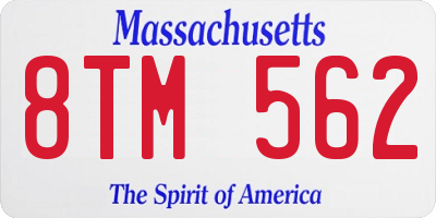 MA license plate 8TM562