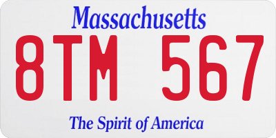 MA license plate 8TM567