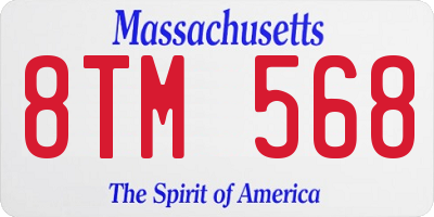 MA license plate 8TM568
