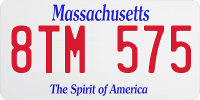 MA license plate 8TM575