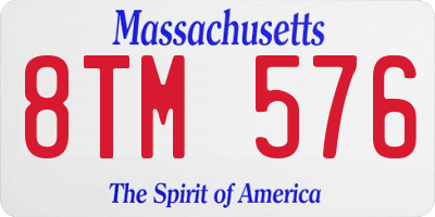 MA license plate 8TM576