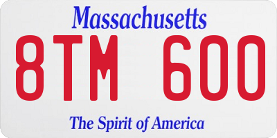 MA license plate 8TM600