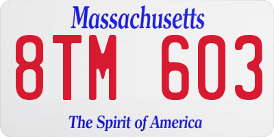 MA license plate 8TM603