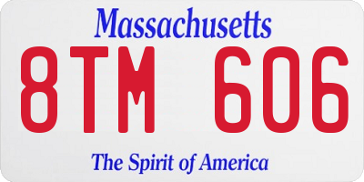 MA license plate 8TM606