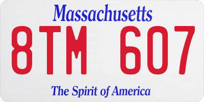 MA license plate 8TM607