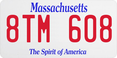 MA license plate 8TM608