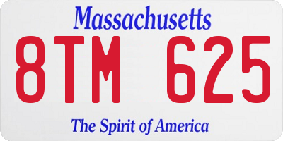 MA license plate 8TM625