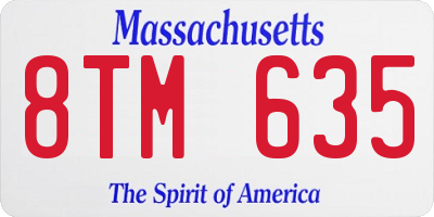 MA license plate 8TM635