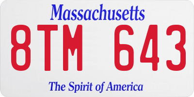 MA license plate 8TM643