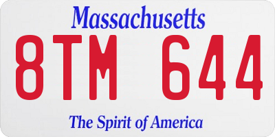 MA license plate 8TM644