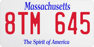 MA license plate 8TM645