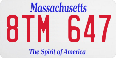 MA license plate 8TM647
