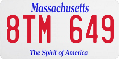 MA license plate 8TM649