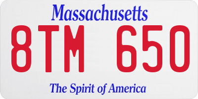 MA license plate 8TM650