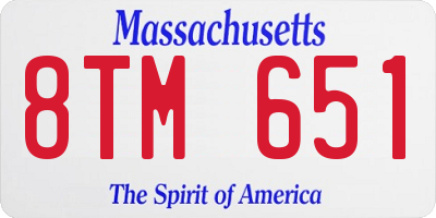 MA license plate 8TM651
