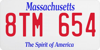 MA license plate 8TM654