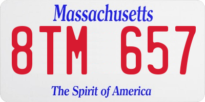 MA license plate 8TM657