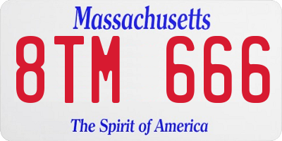 MA license plate 8TM666