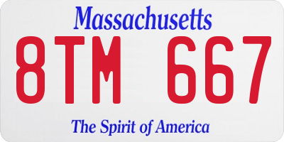 MA license plate 8TM667