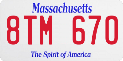 MA license plate 8TM670