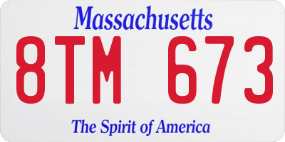 MA license plate 8TM673