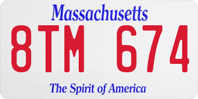 MA license plate 8TM674