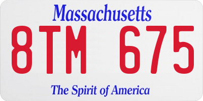 MA license plate 8TM675