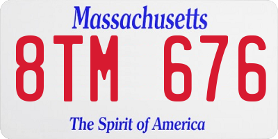 MA license plate 8TM676