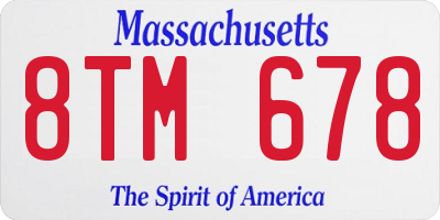 MA license plate 8TM678