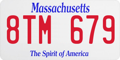 MA license plate 8TM679