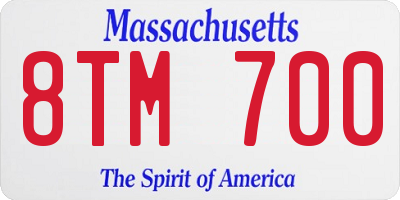 MA license plate 8TM700