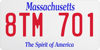 MA license plate 8TM701