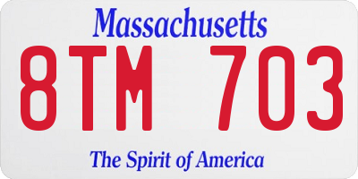 MA license plate 8TM703