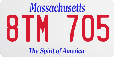 MA license plate 8TM705
