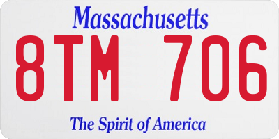 MA license plate 8TM706