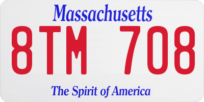 MA license plate 8TM708