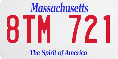 MA license plate 8TM721