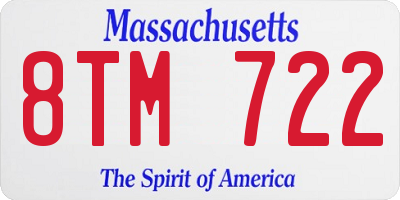MA license plate 8TM722