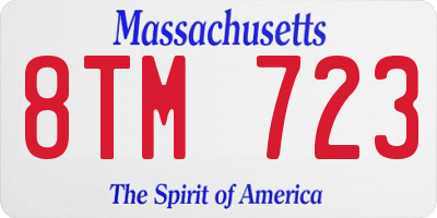MA license plate 8TM723