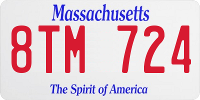 MA license plate 8TM724