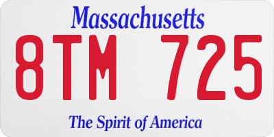 MA license plate 8TM725