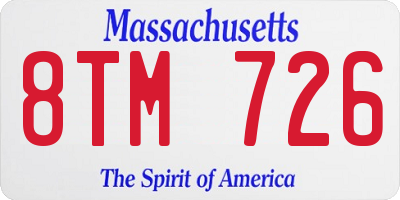 MA license plate 8TM726