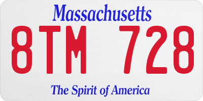 MA license plate 8TM728