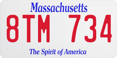 MA license plate 8TM734