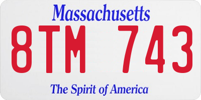 MA license plate 8TM743