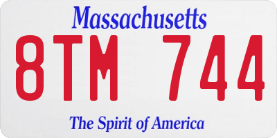 MA license plate 8TM744