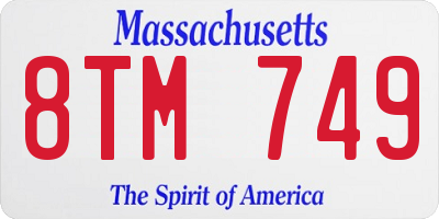 MA license plate 8TM749
